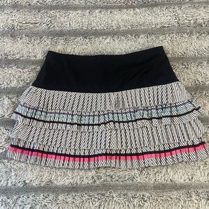 Lucky in Love Black and Pink Striped Mini Skirt